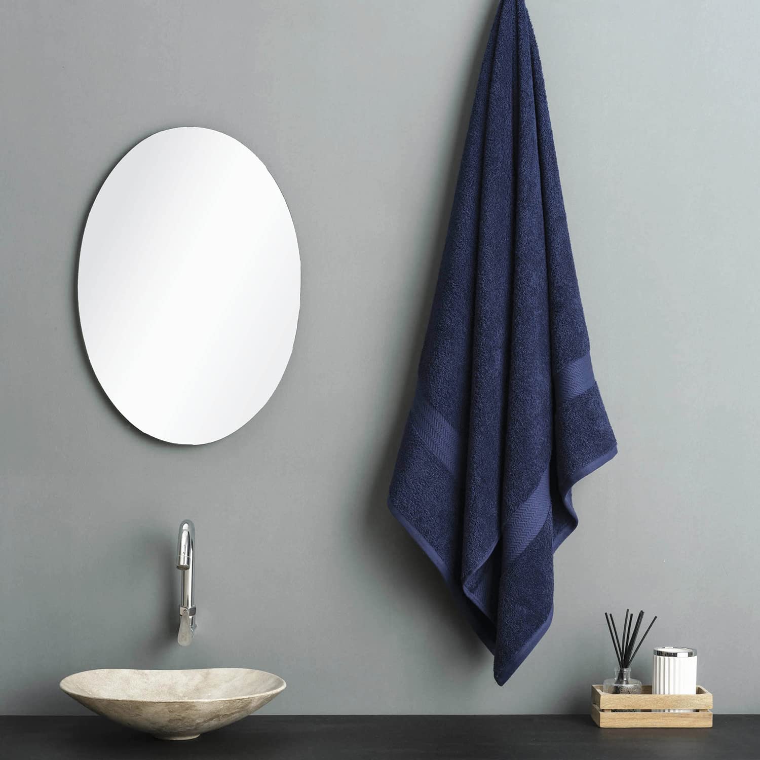 Ddecor Live Beautiful 100% Cotton Bath Towel 500 Gsm | Large Size Bath Towel Soft & Absorbent For Men & Women (Blue)