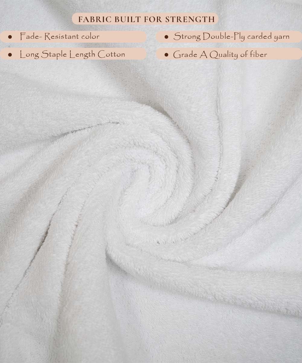 Rangoli Soft Absorbent Durable Towels Earthly Egyption Cotton Plush Oversized Large Size Bath Towel 1200 Gsm (White)- Pack Of 2