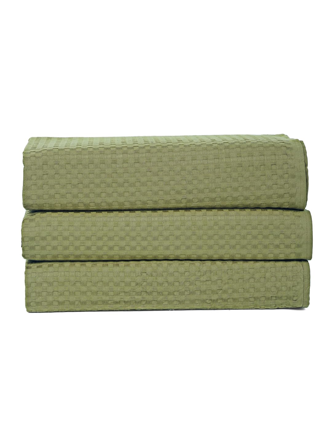 Eco Sense Basket Weave 100% Cotton Luxuriosly Bath Towels 1050 Gsm | Soft, Super Absorbent, Large Size Quick Dry Bath Towel - Leafy (Pack Of 3)