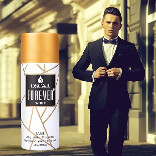 Oscar Forever White Deodorant Spray Perfume | Long Lasting Aromatic Spicy Fragrance | Everyday Body Deodorant Spray | Skin Friendly Deodrant Spray Perfume For Men | 150ml 5 Fl.oz. Each X3