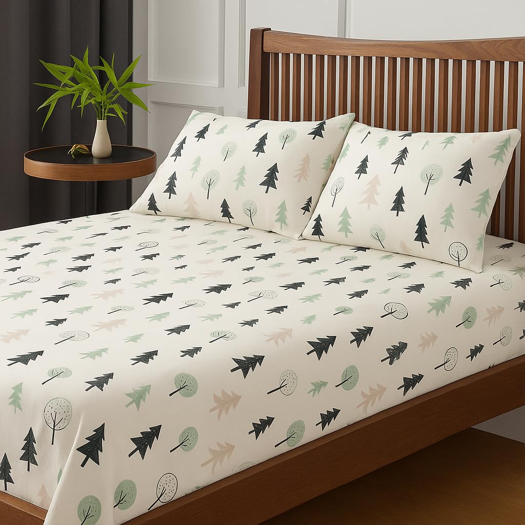 Printed Bedsheet For Single Bed With Pillow Cover Light Weight & Durable Bedsheets - 68 X 90 Inch, White | Ideal For Daily Use & Gifting Bedsheet