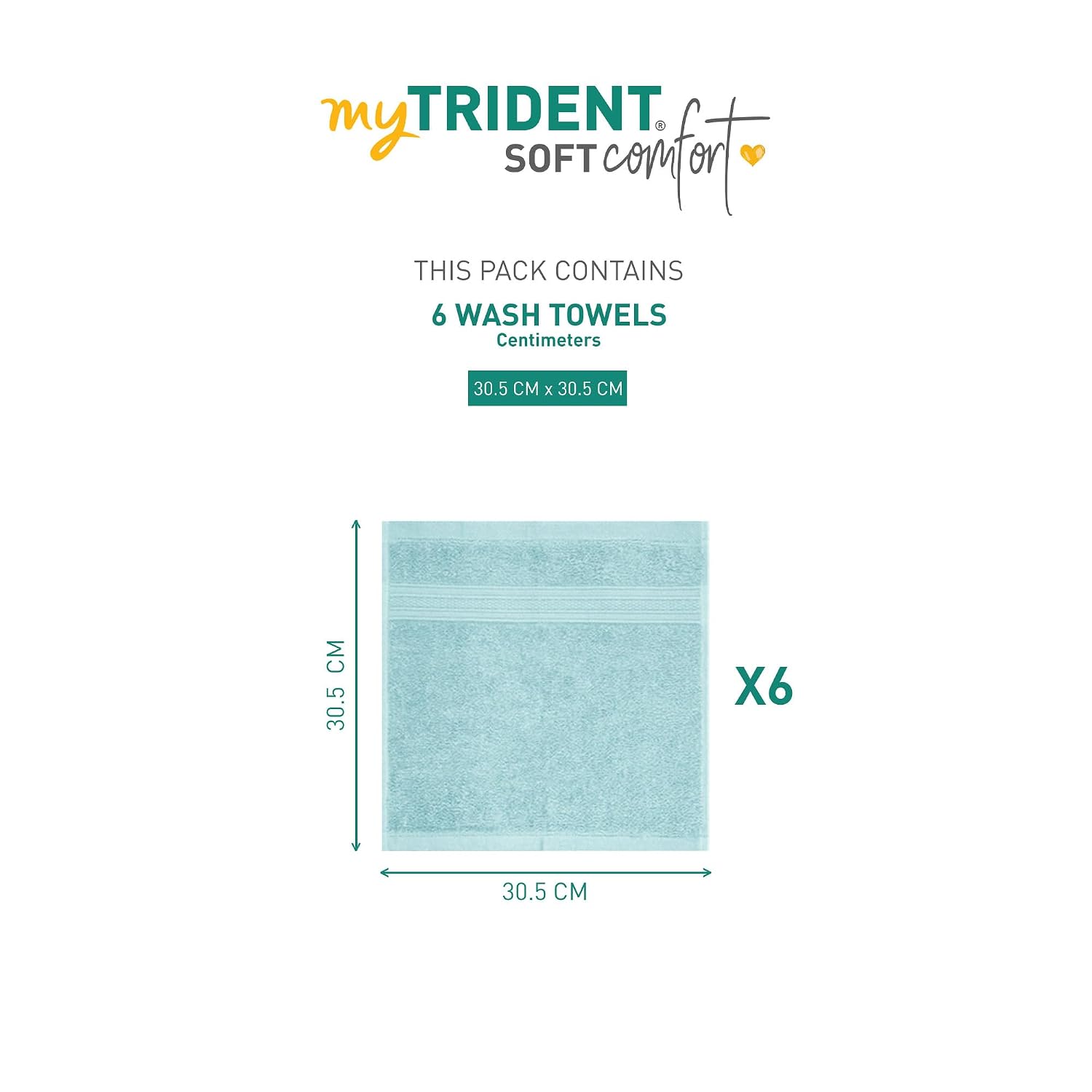 Trident Soft Comfort Air Rich 100% Cotton Bath Towel 500 Gsm | Highly Absorbent Towels For Men/Women 6 Pcs Face Towel Set (Nile Blue)