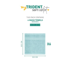 Trident Soft Comfort Air Rich 100% Cotton Bath Towel 500 Gsm | Highly Absorbent Towels For Men/Women 6 Pcs Face Towel Set (Nile Blue)