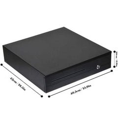 Cash Register Drawer For Point Of Sale (Pos) System With 5 Bill 5 Removable Coin Cash Tray, Metal Cash Box With Rj11 Interface Key Lock For Stores, Shops, & Business, Colour - Black