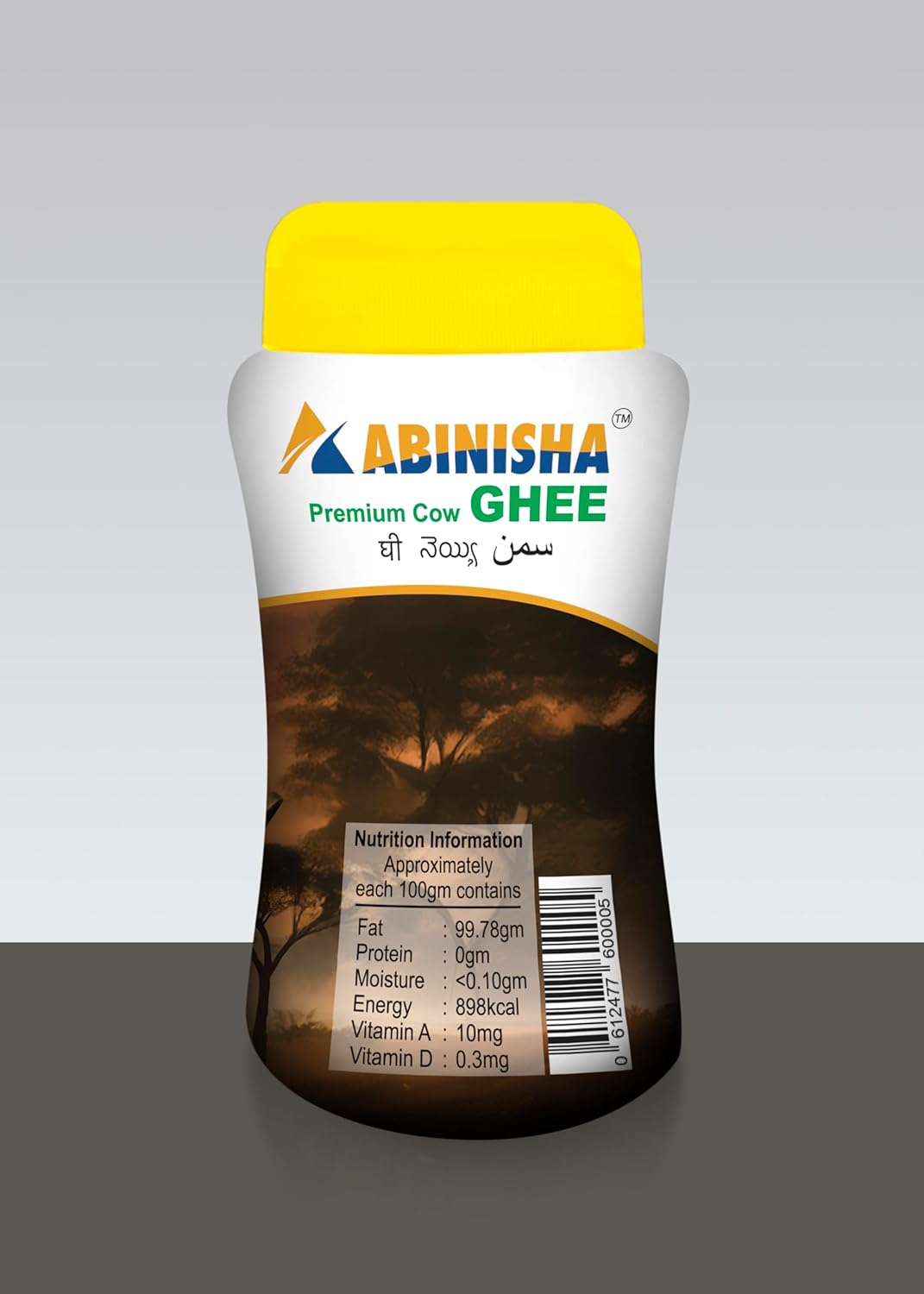 100% Pure Cow Ghee By Abinisha | Good Source Of Energy & Nutrients Healthy Desi Ghee Perfect For Sweets | (500ml) 16.9 Ounce | Jar Pack