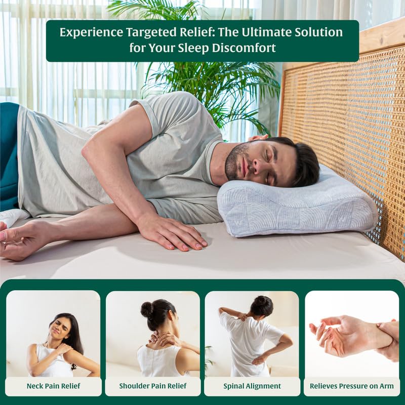 Memory Foam Orthopedic Pillow, Extra Neck Support, Bed Pillow For Sleeping - 22.5 L X 14 W X 4 H Inch | Removable Pillow Cover, Cervical Pillow, Eco-Friendly, Adjustable Pillow