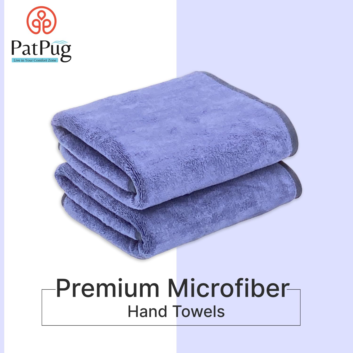 Patpug Ultra Soft Microfiber Hand Towel 400 | Comfortable, Fade Resistant, Highly Absorbent, Quick Drying Towel (Royal Blue) - 2 Piece