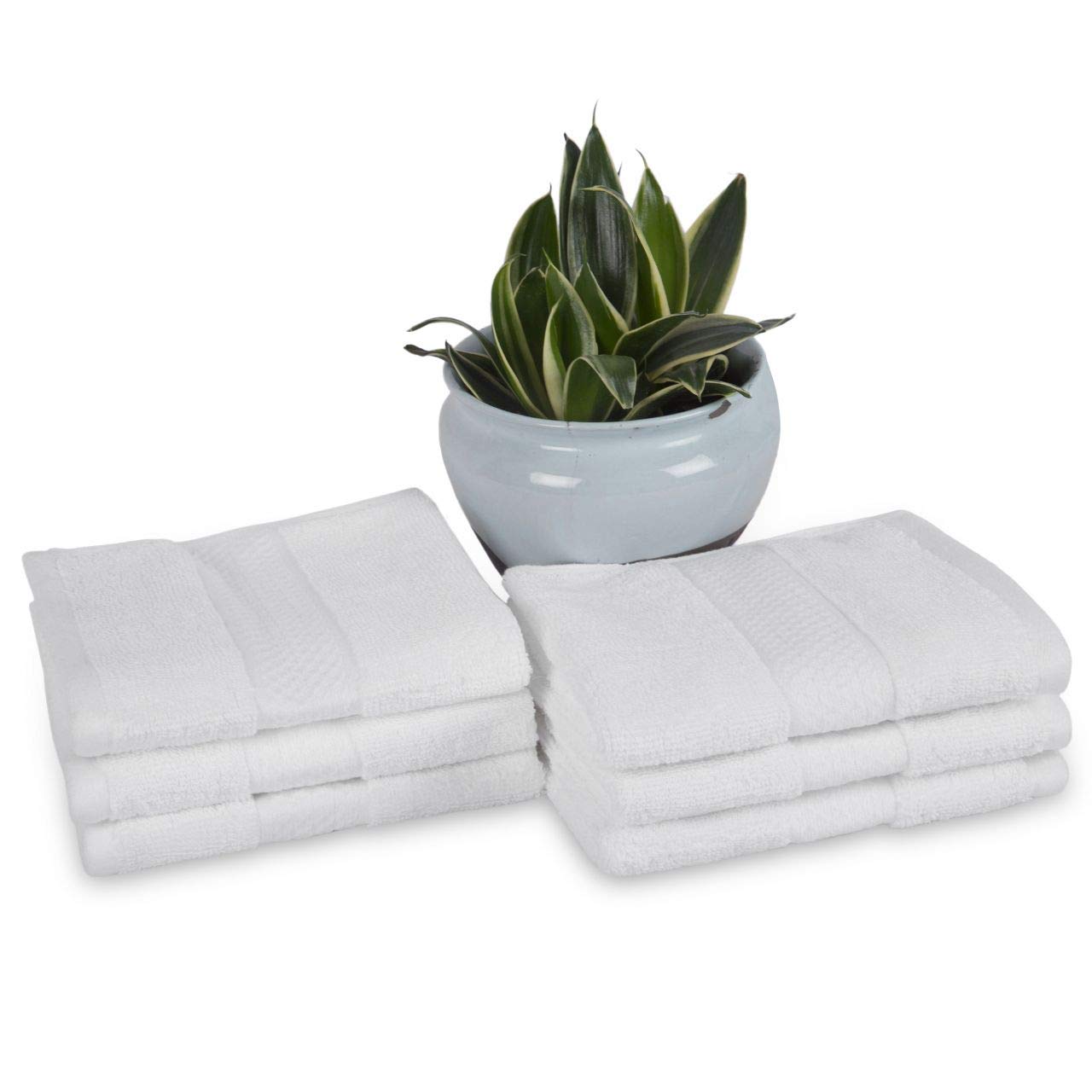 Divine Overseas Cotton Yarn Soft Extra Absorbent & Durable Gsm 1200 Face Towel Set (White) - Pack Of 6