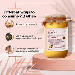Natural Gir Desi Cow A2 Ghee By Jiva | Source Of Vitamins C, E & K Healthy Desi Ghee Perfect For Churma | (1 Litr) 33.8 Ounce | Jar Pack