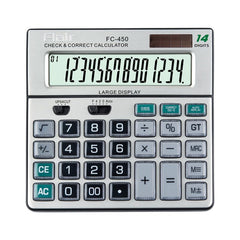 Flair FC-450 Desktop Series Basic Calculator | LCD Screen Display Which Makes More Data Easier To Read | New Additional Features Added | Ideal For School, College & Office | Grey