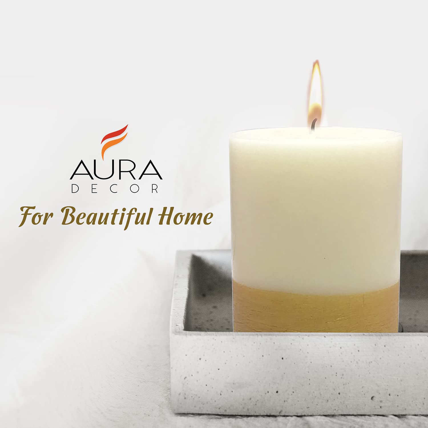 GOLD FINISH FRAGRANCE CANDLES 4 INCH DECOR CANDLES | BURNING TIME 60 HOURS