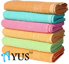 Ayus Cotton Hand Towel 450 Gsm, Multicolor (Pink, Green, Blue, Orange, Yellow, Brown) Ultra Soft & Super Absorbent (Set Of 6)