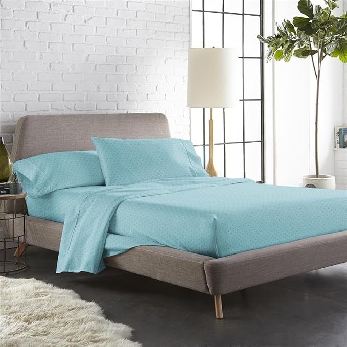 100% Cotton Flat Bedsheet Single Bed With 1 Pillow Covers - 60 X 90 Inches, Sky Blue | Stylish & Traditional Bedsheet - Bed Sheet For Single Bed