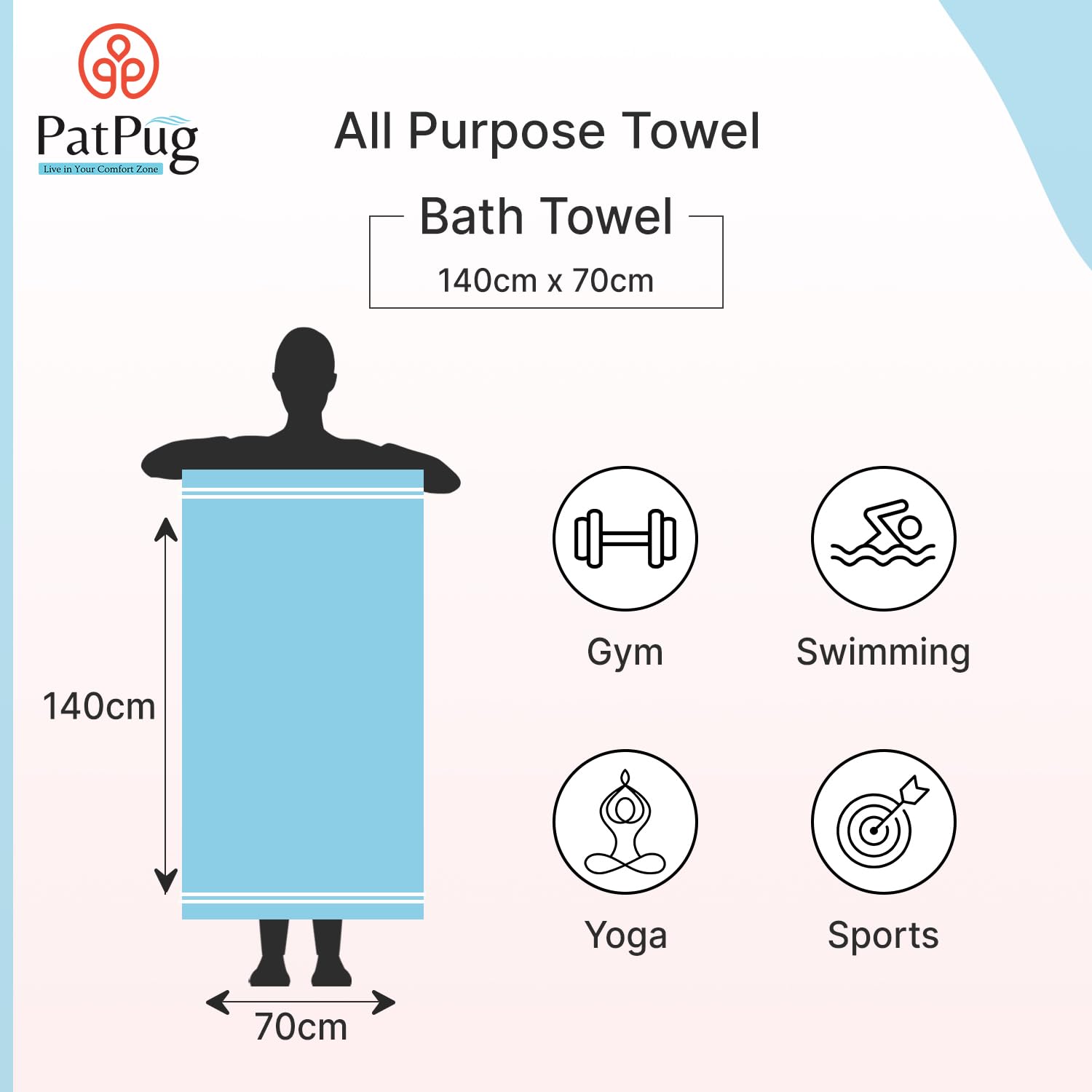 Patpug Coral Microfiber Ultrasoft Comfortable Highly Absorbent Quick Drying Large Bath Towel 700 Gsm (Green & Blue)- Pack Of 2