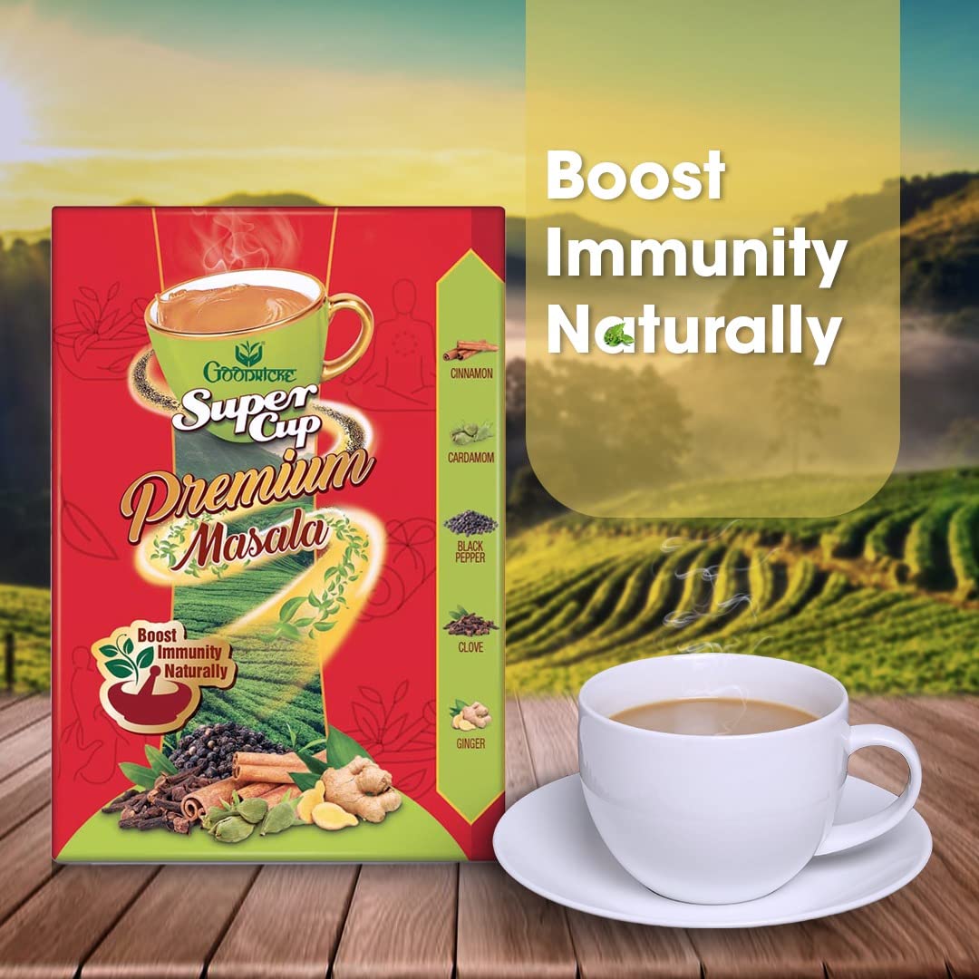 Goodricke Super Cup Premium Masala Chai - Pack Of 3 X 250gm, 8.8 Ounce Each | 100% Natural Spices - Ginger, Clove, Black Pepper, Cinnamon & Cardamom | Immunity Booster Masala Chai Patti