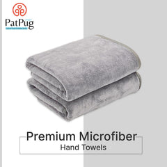 Patpug Ultra Soft Microfiber Hand Towel 400 | Comfortable, Fade Resistant, Highly Absorbent, Quick Drying Towel (Dark Grey) - 2 Piece