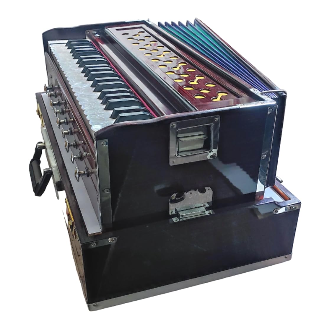 Harmonium With Padded Bag - 2 Reeds, 3.5 Octaves, Coupler Folding Harmonium 42 Keys, Portable 9 Stopper | Tuning A440 Hz Pitch