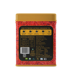 Golden Tips Saffron Cardamom Tea - 250gm, 8.8 Ounce | Exotic Robust CTC Chai - Kesar Elaichi Chai | Caffeine Free, Artificial Flavor Free