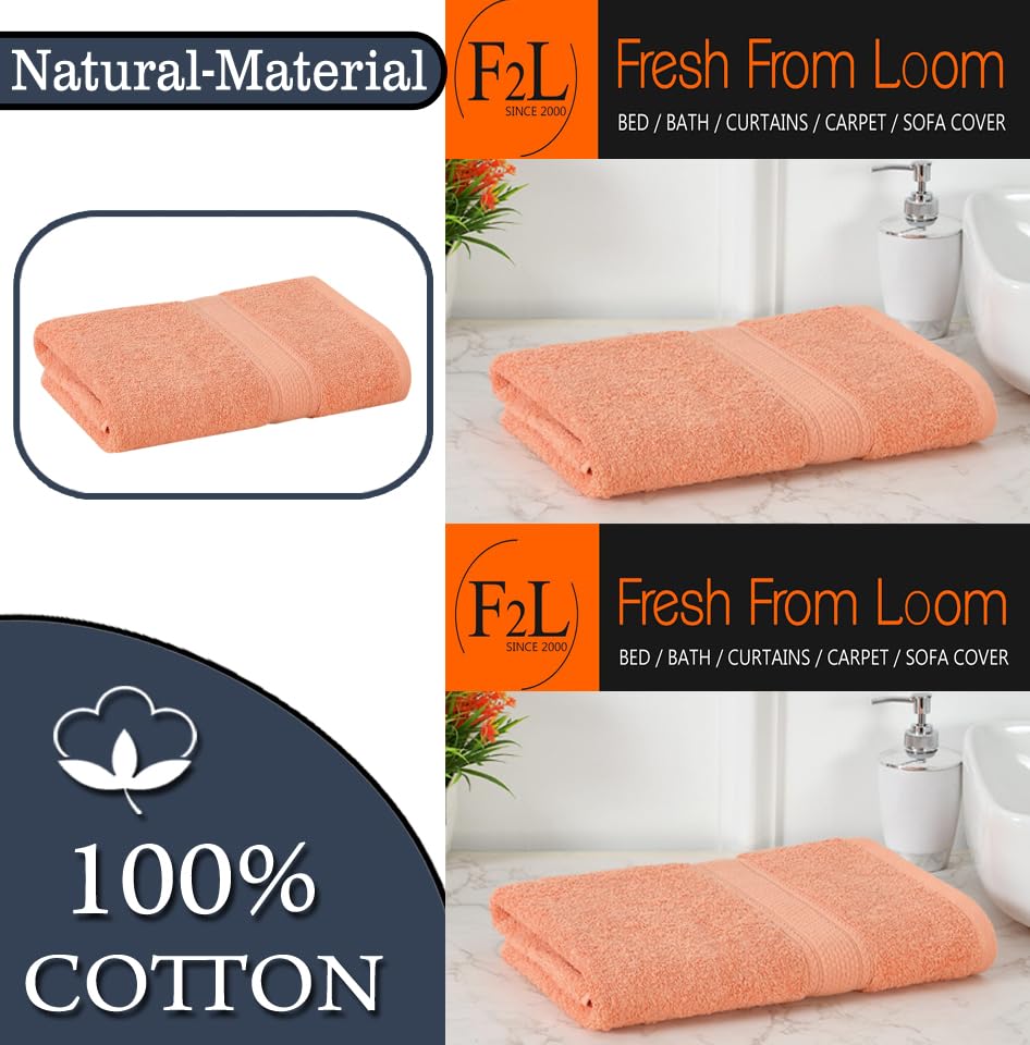 Fresh From Loom Luxury Edition Egyptian 100% Pure Cotton Bath Towel 600 Gsm | High Water Heavy Soft Dual Stitched Bath Towel (Salmon)
