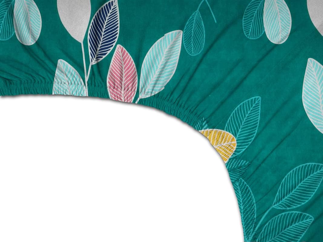Elastic Fitted Double Bedsheets With 2 King Size Pillow Covers - 72x78+10 Inches, Dark Green | Double Bed With All Around Elastic 180 Thread Count Super Soft