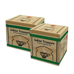 Duncans Indian Treasure Finest Darjeeling Tea - 100gm X 2 Wooden Chestlet, 3.5 Ounce Each | Superior Flavor & Aroma - Medium Caffeine Loose Leaf Tea, Beautifully Crafted