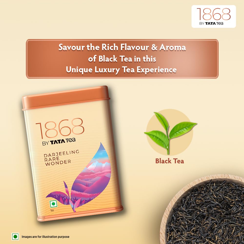 Tata Tea Premium 1868 Darjeeling Rare Wonder Tea - 50gm Tin, 1.7 Ounce | Handpicked From The Hills Of Darjeeling - Rich Flavor & Aroma Black Tea | Medium Caffeine
