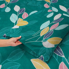 Elastic Fitted Double Bedsheets With 2 King Size Pillow Covers - 72x78+10 Inches, Dark Green | Double Bed With All Around Elastic 180 Thread Count Super Soft