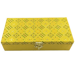 Designer Wodden Fancy Shagun Gift Boxes For Wedding, Shagun Cash Box Or Money Box With Mgi Printing For Wedding, Engagement, Holi, Diwali, Baby Showers, Colour - Yellow, Pack Of 3