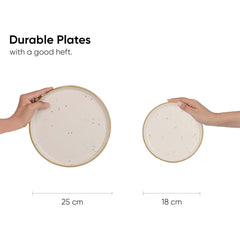 Ceramic Dinner Set Of 20 Pcs, Black Ivory | Crockery Set For Dining Table - Glossy Finish Premium Stoneware | 6 Dinner Plates + 6 Quarter Plates+ 6 Veg Bowls, 180ml Each+ 2 Flat Bowls, 800ml Each
