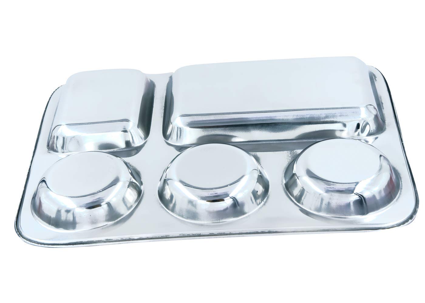 Silver Stainless Steel Sandwich Tray Set, 5 Pieces, Microwave Safe | Set Of 5 Individual Trays In 1 - Pack Of 10, Rectangular Shape