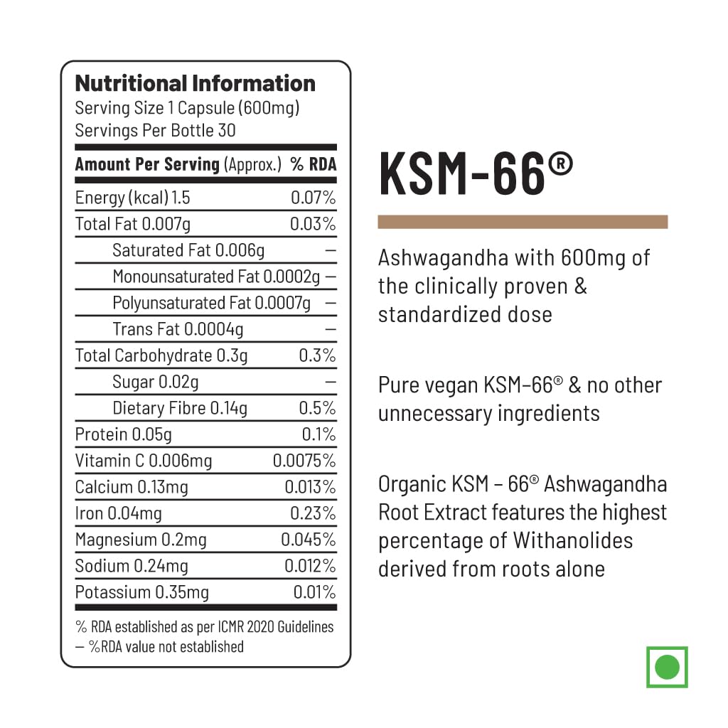Unived Ksm-66 Ashwagandha 600mg Vegan Full Spectrum Root Extract Standardized To 5% Withanolides For Stress, Anxiety, Endurance, & Strength | 30 Vegan Capsules 50gm 0.1lbs