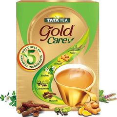 Tata Tea Gold Care Tea - 500gm, 17.6 Ounce | Goodness Of Elaichi, Ginger, Tulsi, Brahmi & Mulethi - Medium Caffeine Loose Leaves Chai Patti | Zip Lock Package