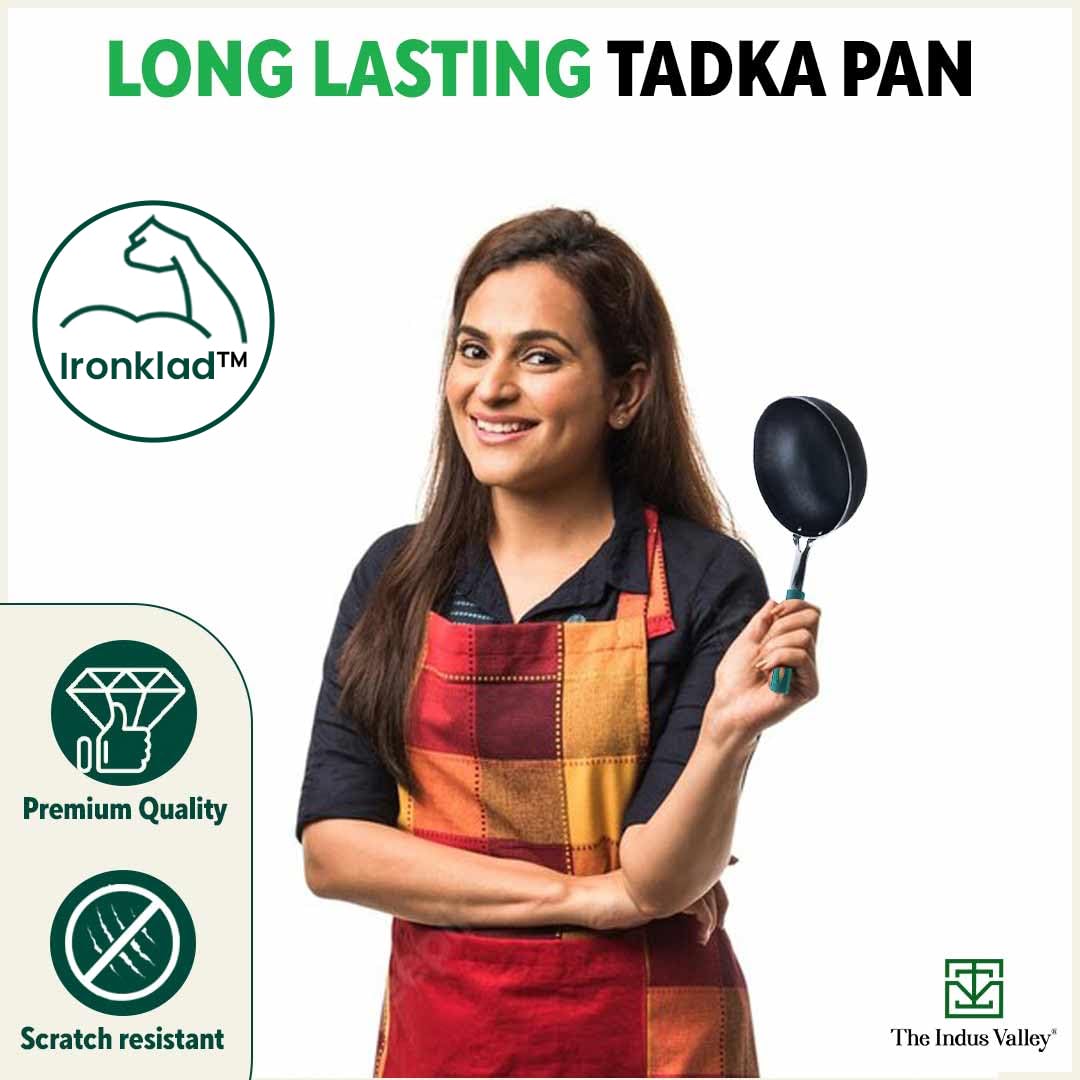 Pre-Seasoned Black Iron Tadka Pan With Silicon Grip - Small 12.7 Cm, 5 Inch, 340ml, 0.43 Kg | Gas Compatible, 100% Pure & Toxin-Free, No Chemical Coating