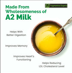 Premium A2 Danedar Desi Sahiwal Cow Ghee By Yugmantra Organic Foods | Rich In Nutrients Healthy & Protein Fiber Desi Ghee Perfect For Weight Management | 1 Liters (500ml * 2) 33.8 Ounce | Jar Pack