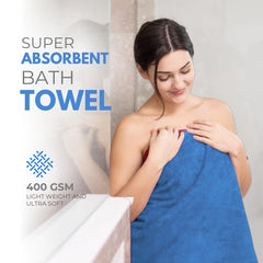 Black Gold The Finer Touch Premium Microfiber Bath Towels 800 Gsm | Lightweight Ultra-Soft Fade Resistant (Blue) - 2 Pcs