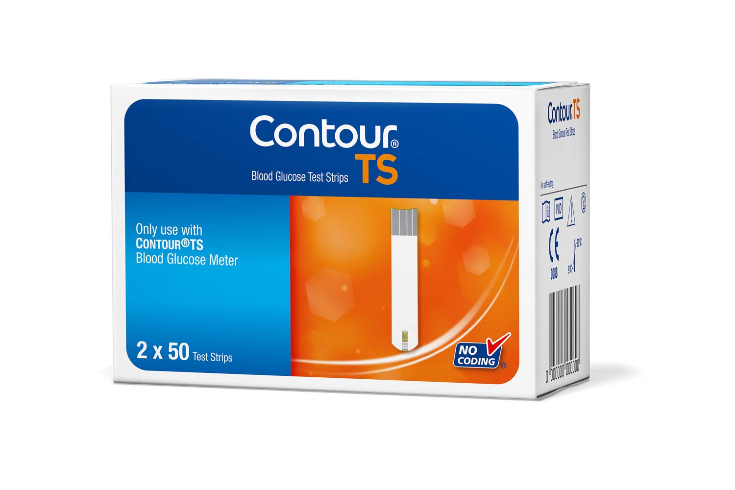 Contour TS Blood Glucose Test Strips - Pack Of 2X 50 Count, Multicolor