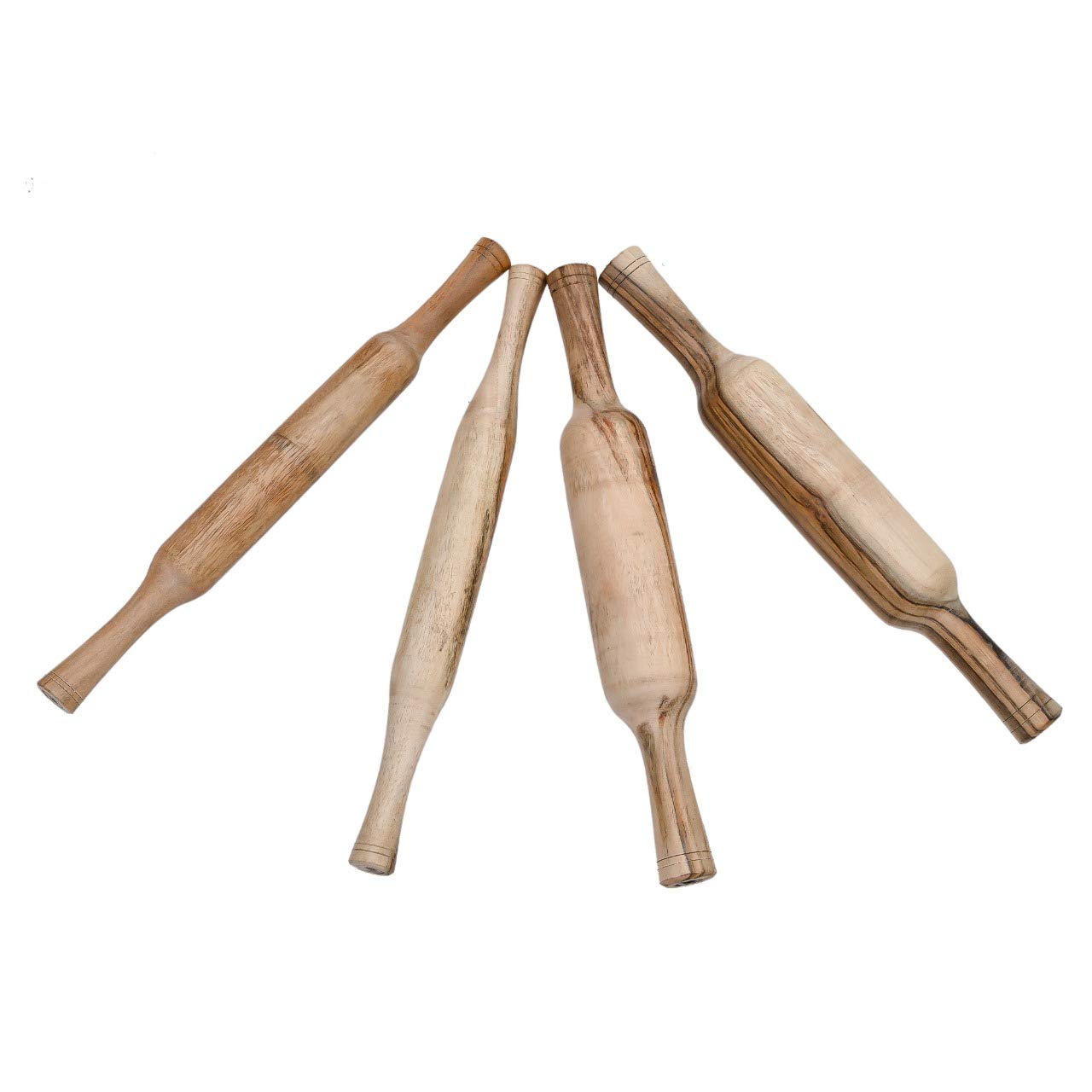 Smooth Finish Brown Wooden Belan - Pack Of 4, Brown | Rolling Pin - Belan - Roti Maker - Chappati Roller