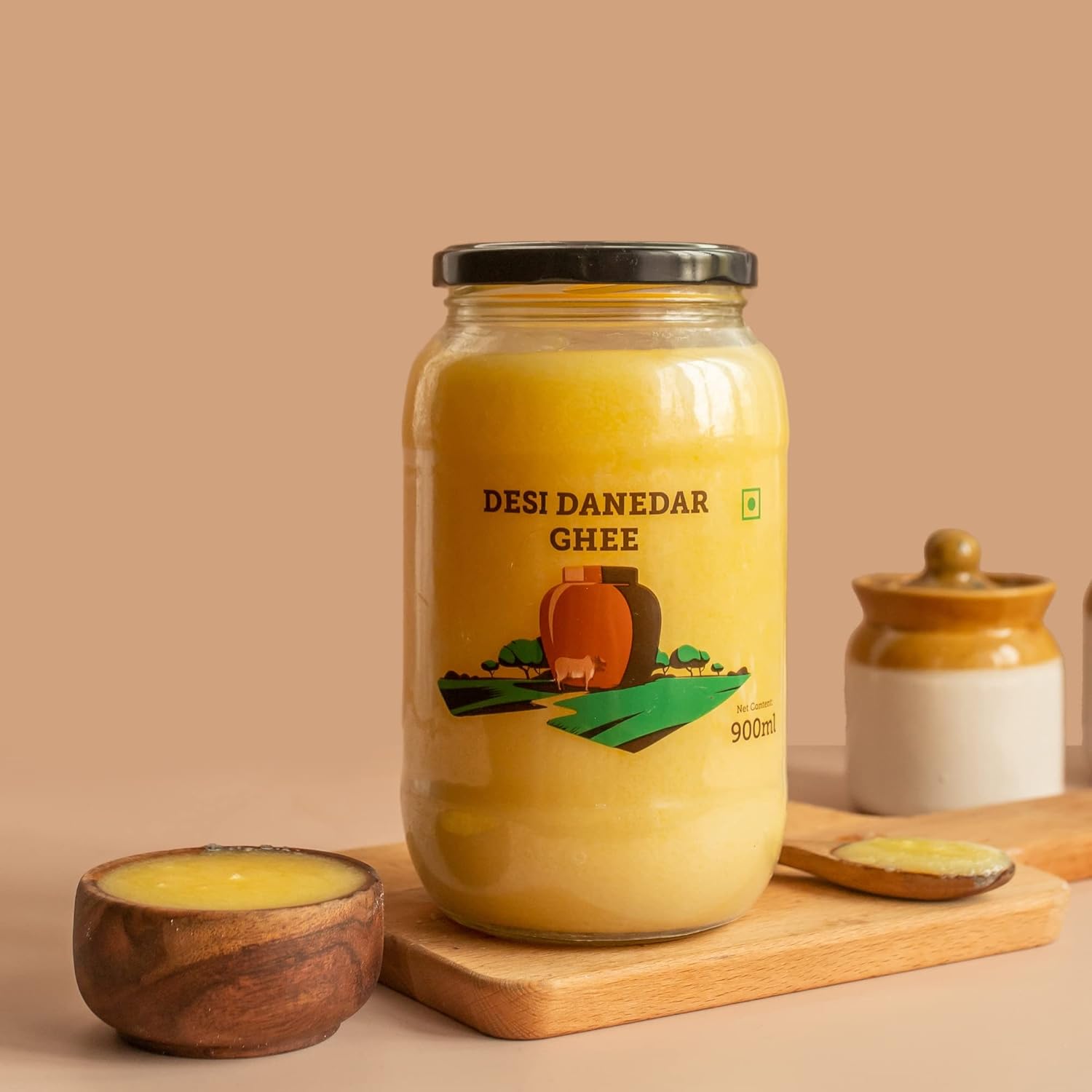 Pure Natural Cow Ghee By Country Delight | Natural & Healthy Danedar Cow Ghee Ideal For Parathe | (900ml) 30.4 Ounce | Jar Pack