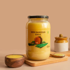 Pure Natural Cow Ghee By Country Delight | Natural & Healthy Danedar Cow Ghee Ideal For Parathe | (900ml) 30.4 Ounce | Jar Pack