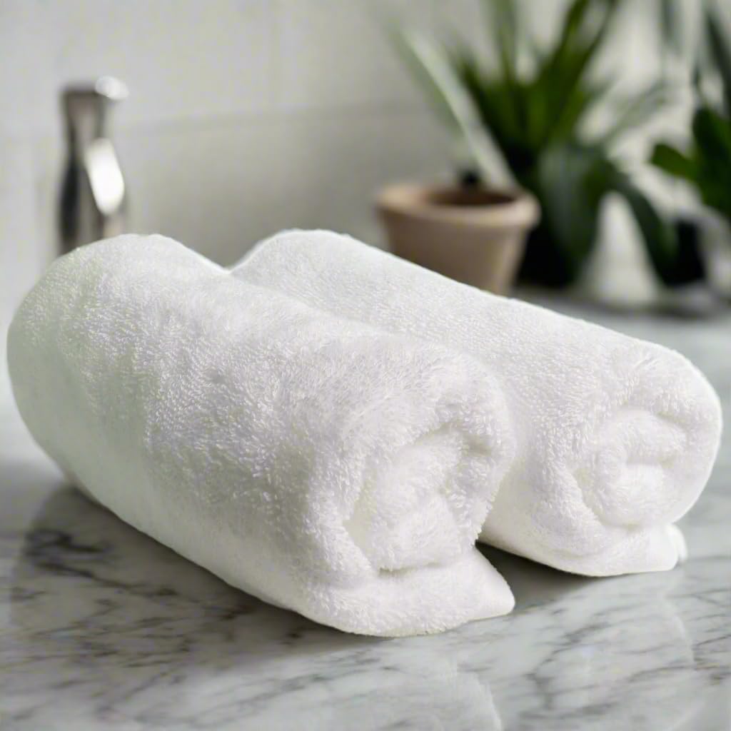 Heelium Bamboo Hand Towel 600 Gsm | Ultra Absorbent & Anti-Bacterial 3x Softer Than Cotton Towels | Pack Of 2 - White