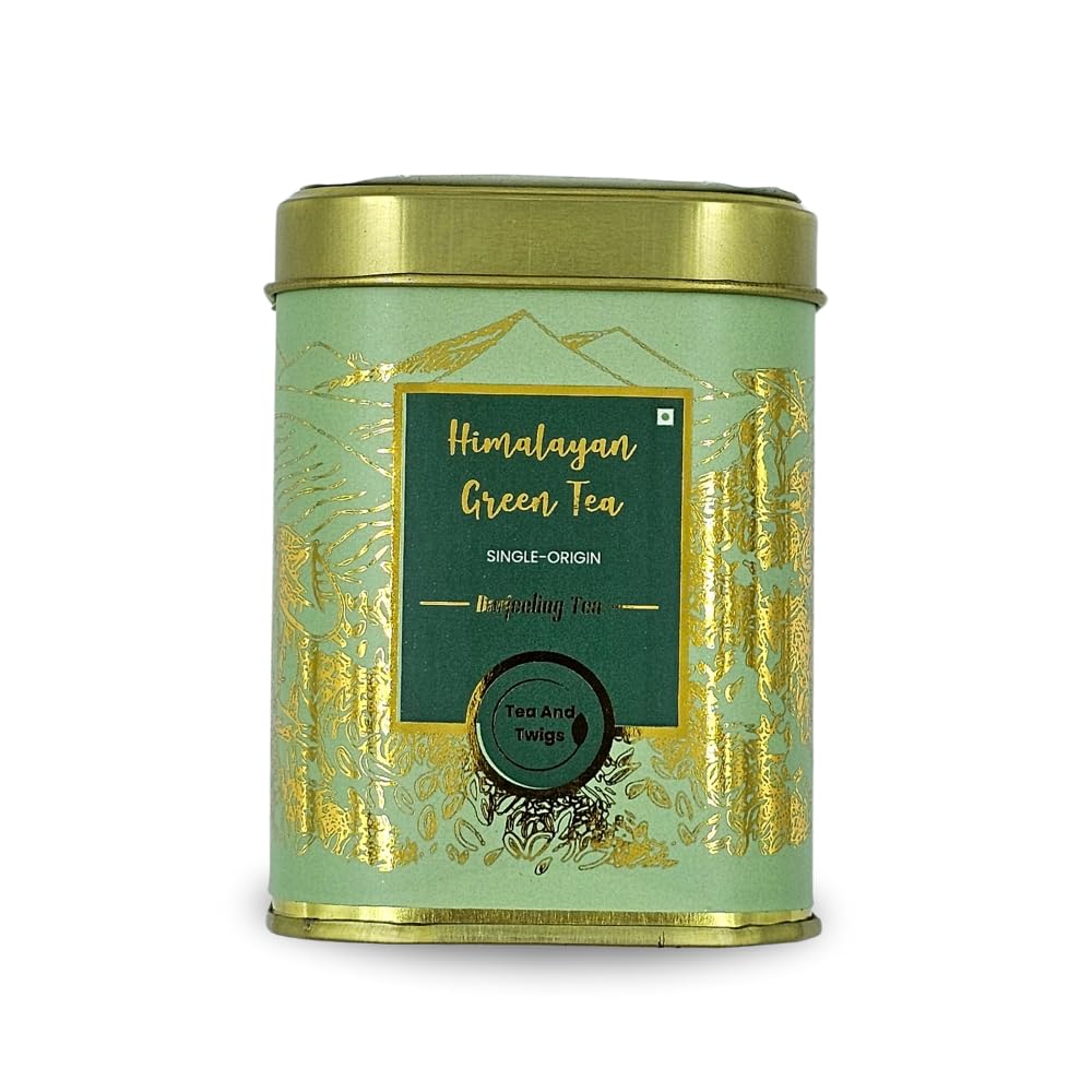Tea And Twigs Himalayan Darjeeling Green Tea - 50gm, 1.7 Ounce | Rich In Antioxidants, Unique Flavors - Medium Caffeine, No Artificial Colors