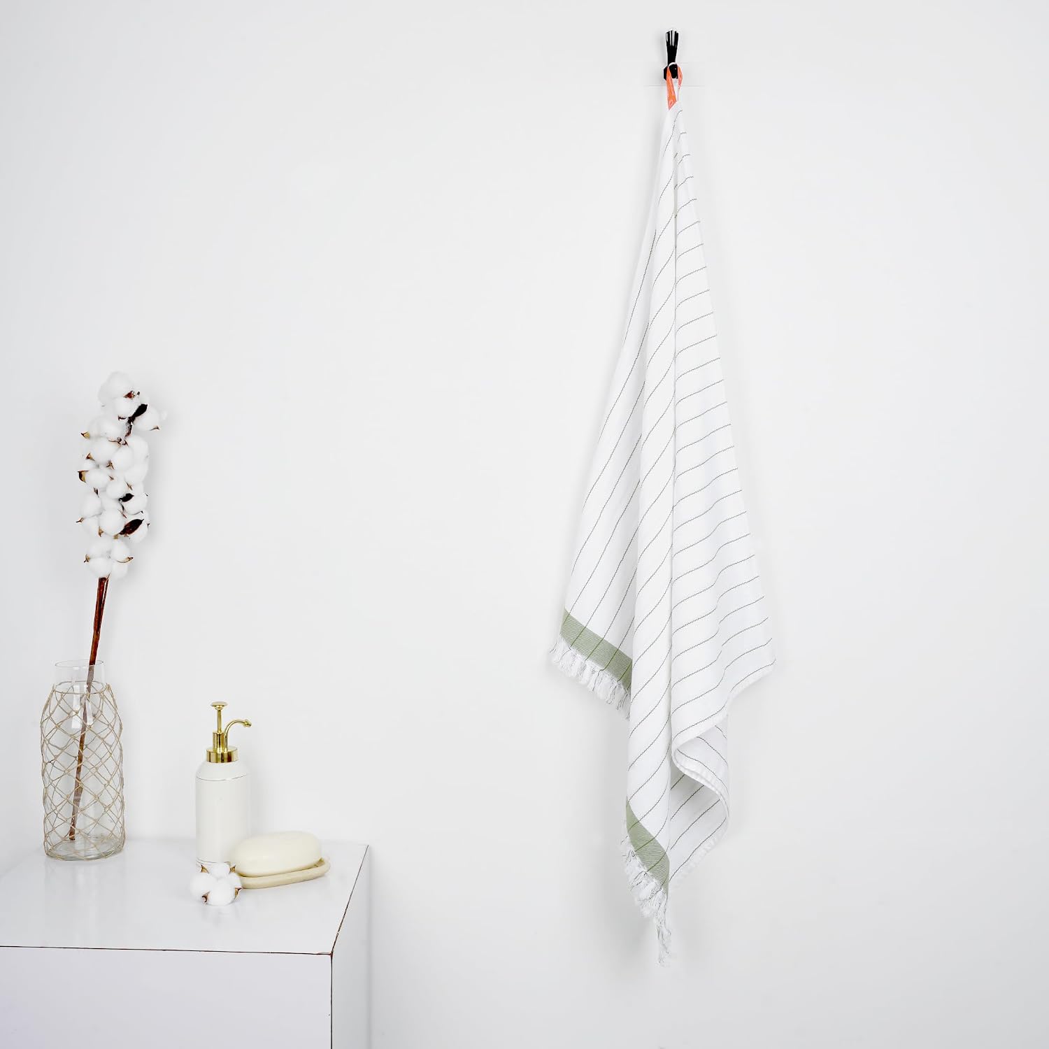 Thirsty Towel Cotton Bath Towel 200 Gsm | Super Soft & High Absorbency Towels, Quick Dry Towels For Bath Large Size For Men, Women & Kids, Pinstripe (Forest Green)