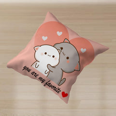 Peach & Goma Mochi Cat Pillow Cushion, Keychain & Card, Peach Color - 12 X 12 Cm | Gifts For Girlfriend, Wife, Husband, Boyfriend, Pillow For Couple | Peach Goma Pillow - Pack Of 1