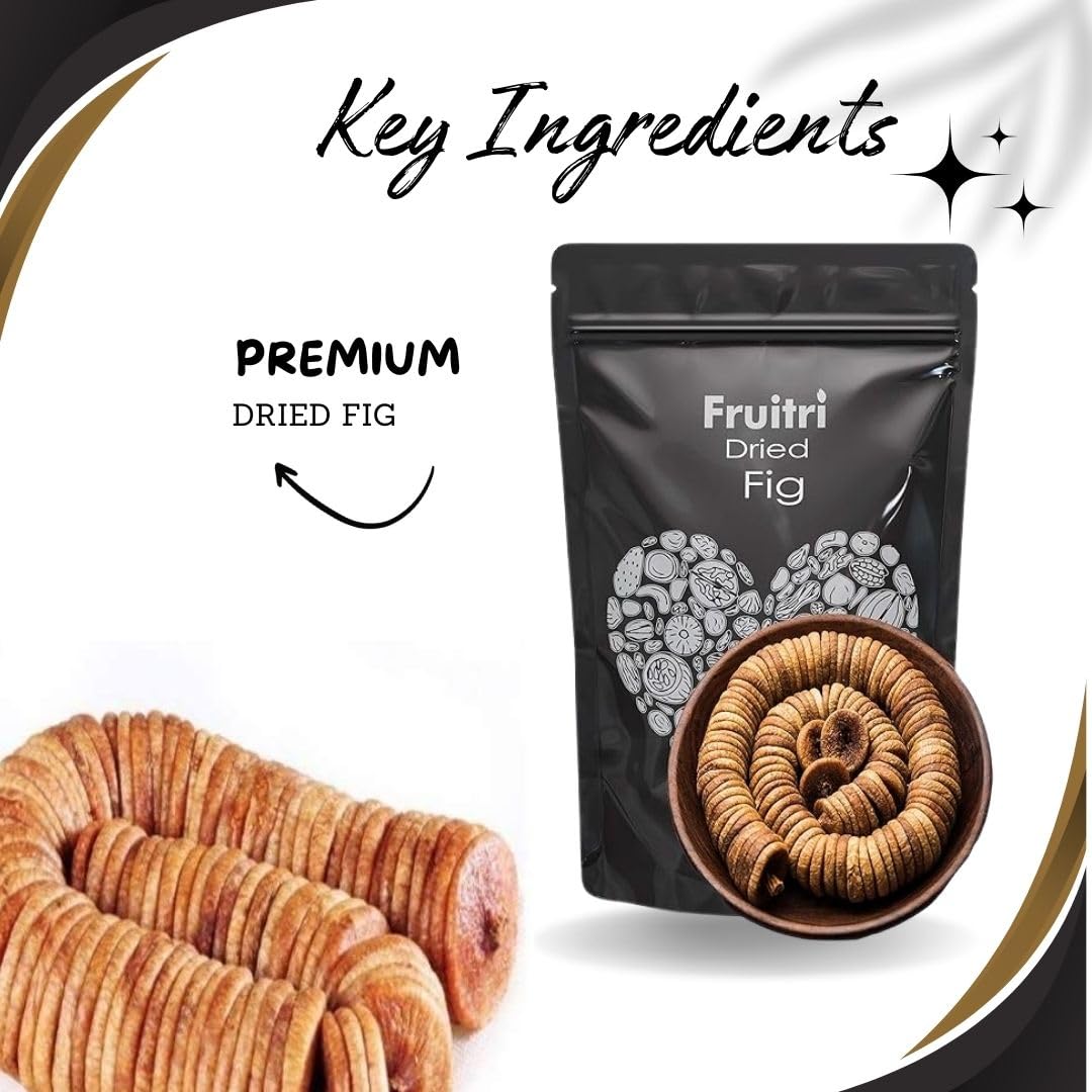 Premium Dried Fig Afghani Anjeer By Fruitri 500gm, | Dry Figs For Weight Management Digestion Immunity, Good Health, Rich In Dietary Fiber | 17.6 Ounce