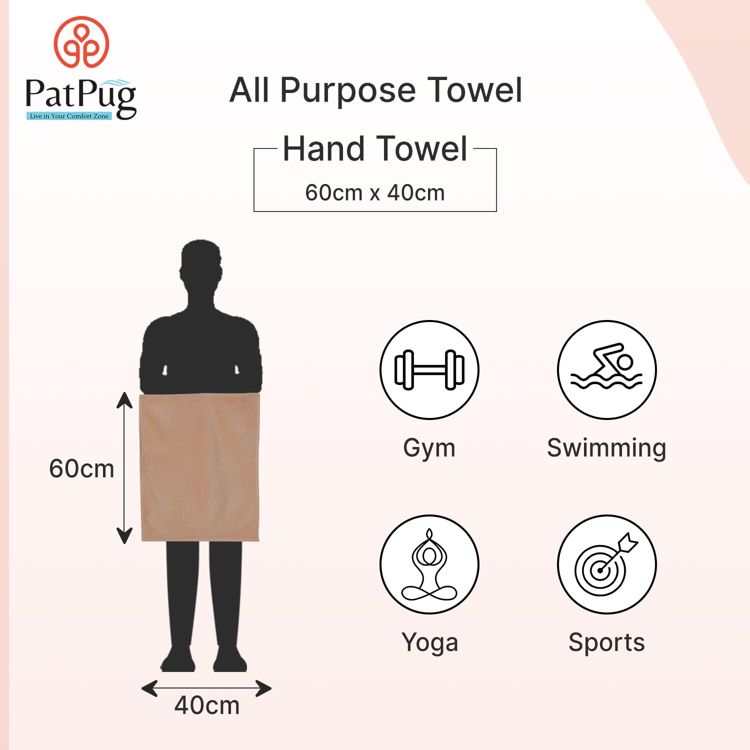Patpug Ultra Soft Microfiber Hand Towel 600 | Comfortable, Fade Resistant, Highly Absorbent, Quick Drying Towel (Brown & Baby Pink) - 4 Piece