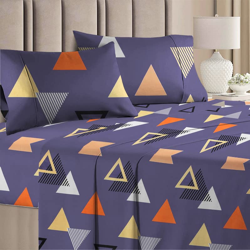 Bedding Set King Size Double Bedsheet With 2 Pillow Covers, Summer Comforter - 90 X 100 Inches, Grey & Rust | Durable & Lightweight - Ideal For House, Guest House, Hotel