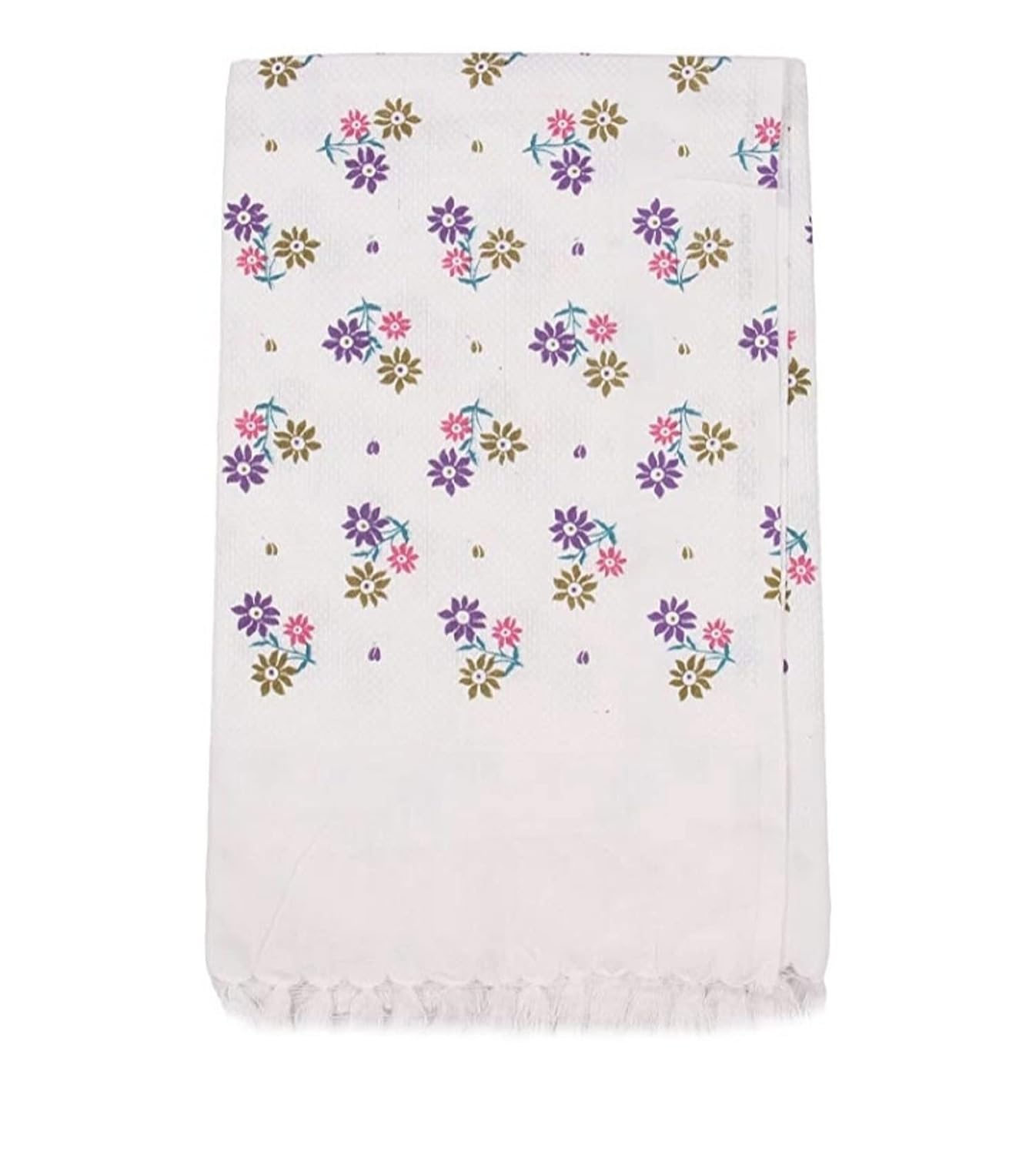 Khillayox Pure Cotton Large Size Bath Towel 1300 Gsm | Super Soft And Super Absorbent Floral Printed Bath Towels For Men & Women - Pack Of 3 (White)