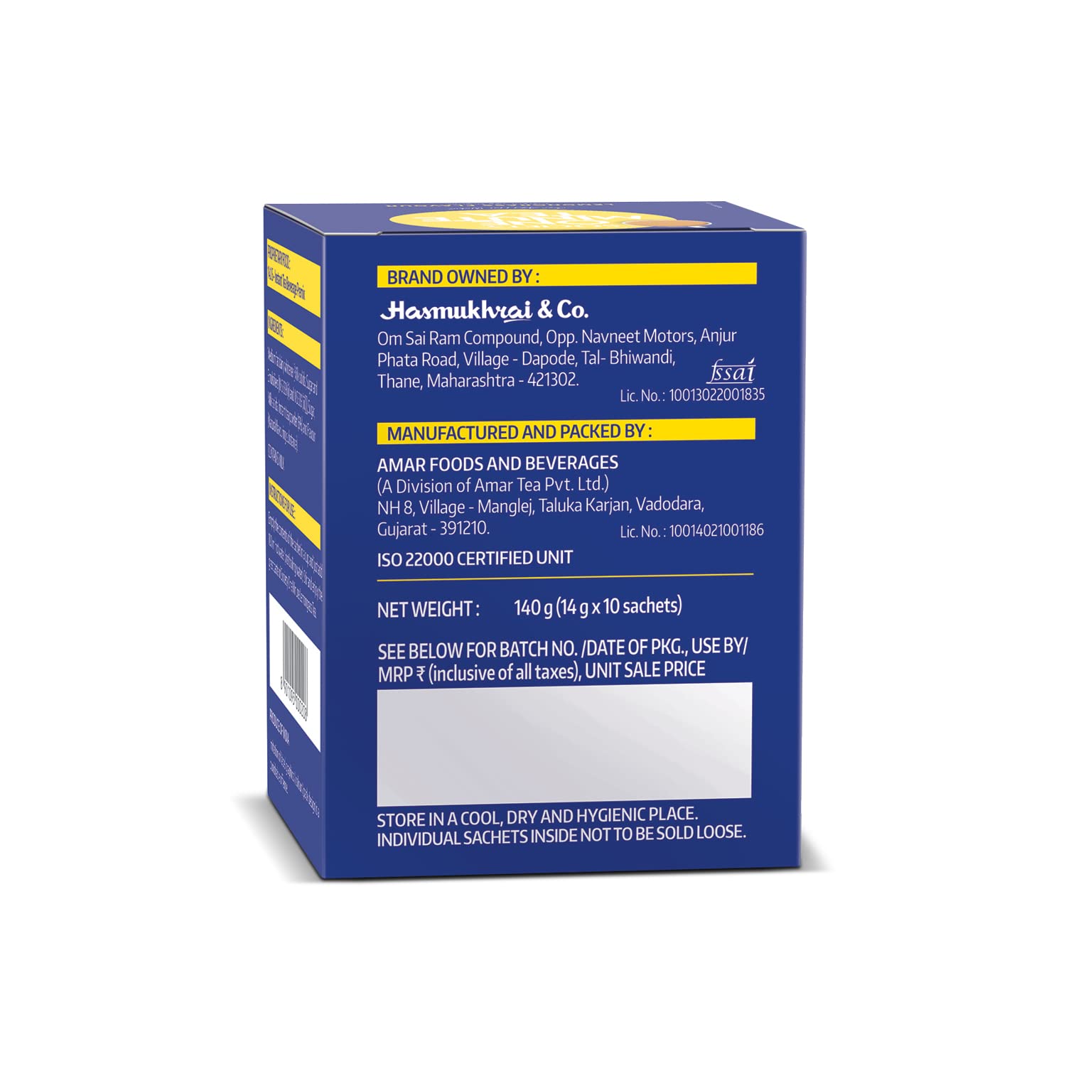 Society One Minute Tea Lemongrass Flavor Instant Tea Premix 14gm X 20 Sachets - 280gm, 9.8 Ounce, Pack Of 2 | Made With Lemongrass - Low Caffeine Chai Patti | Flavored Instant Black Tea