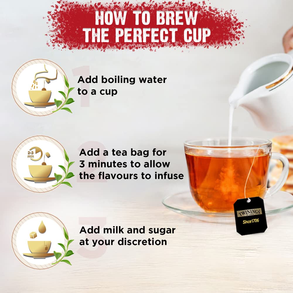 Twinings Black Tea Super Saver Combo Pack - English Breakfast Tea + Earl Grey Tea | Pack Of 2 X 25 Enveloped Tea Bags, 100gm, 3.5 Ounce