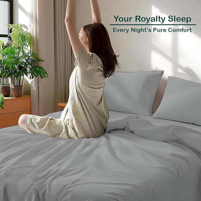 Microfiber Plain Light Grey Bed Sheet Include Pillow Cover, Ultra Soft - 108x108 Inches | Good For Home, Hotel, Villa, Resort & Guest House Bedsheets For King